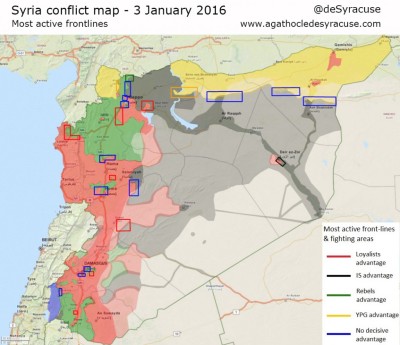 Le linee del fronte in Siria